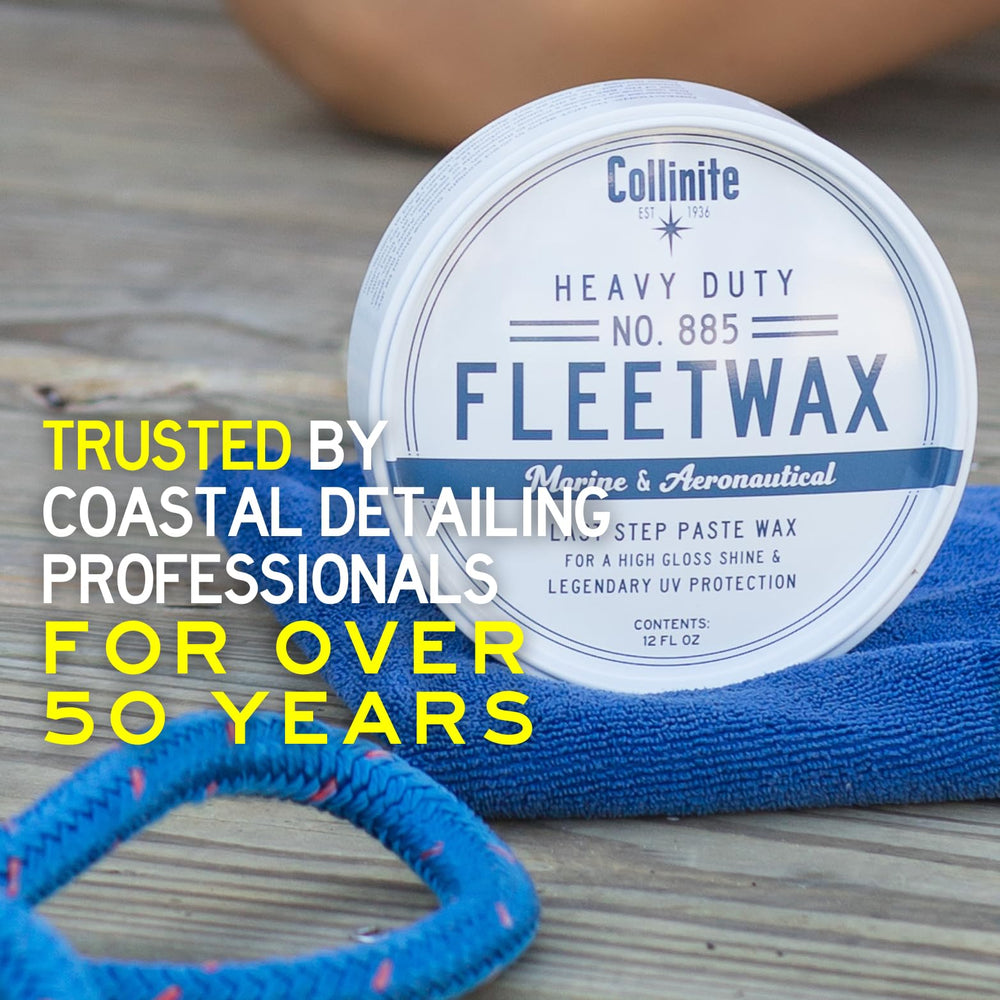 Collinite 885 being applied to boat hull showing fast coverage and protective finish