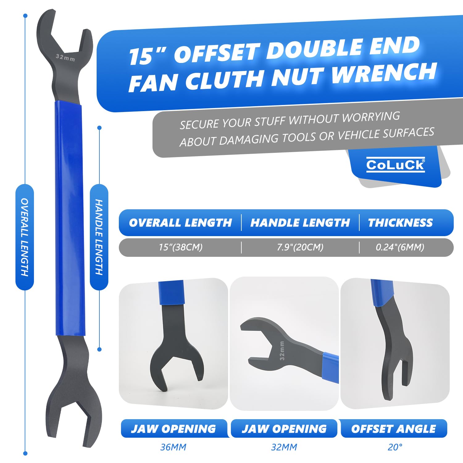 CoLuck rubber-covered wrench handle showing increased comfort