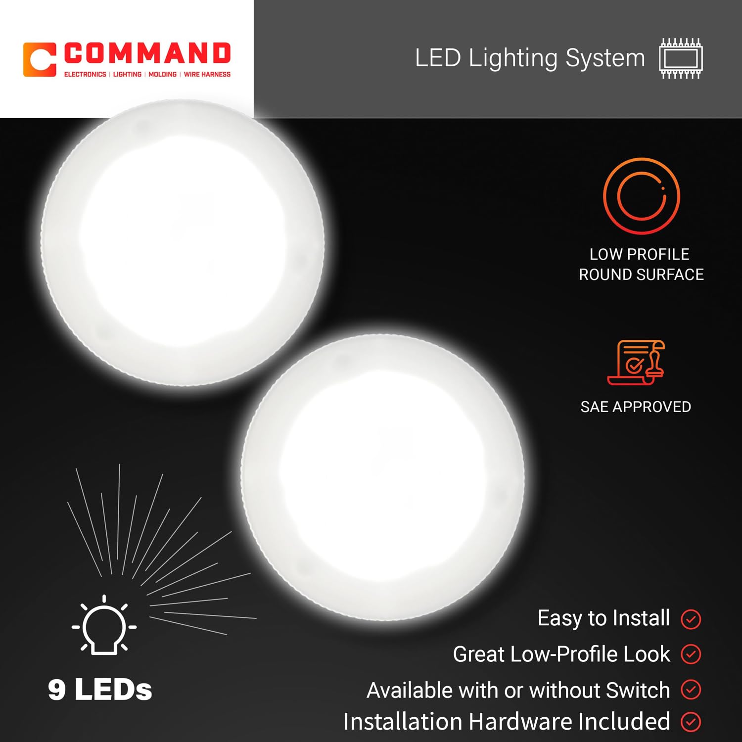Command Electronics installed under-cabinet light providing even task illumination benefit