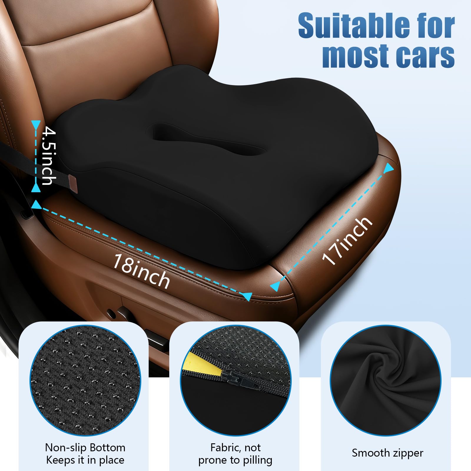 Comphekept anti-slip base view preventing cushion movement for safer driving