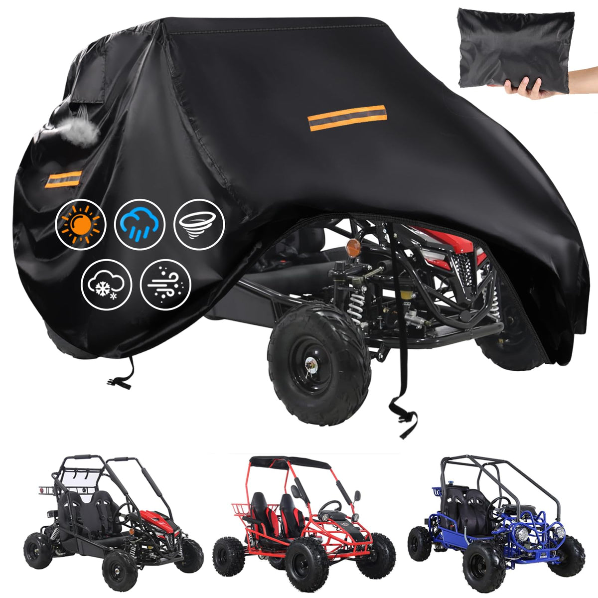 CONFUTURY front view of go kart cover showing full fit and protection