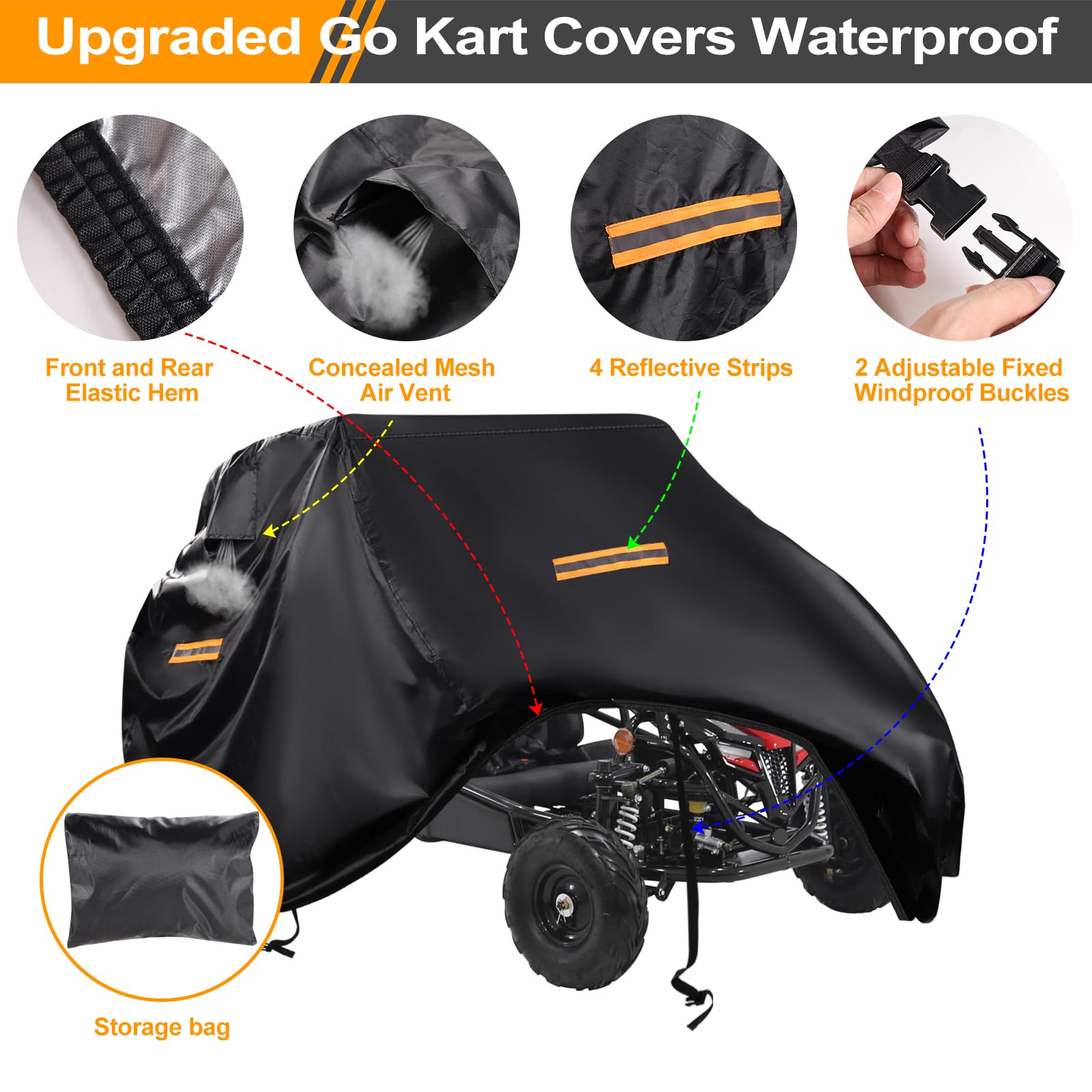 CONFUTURY installed on two-seater kart outdoors demonstrating windproof fit