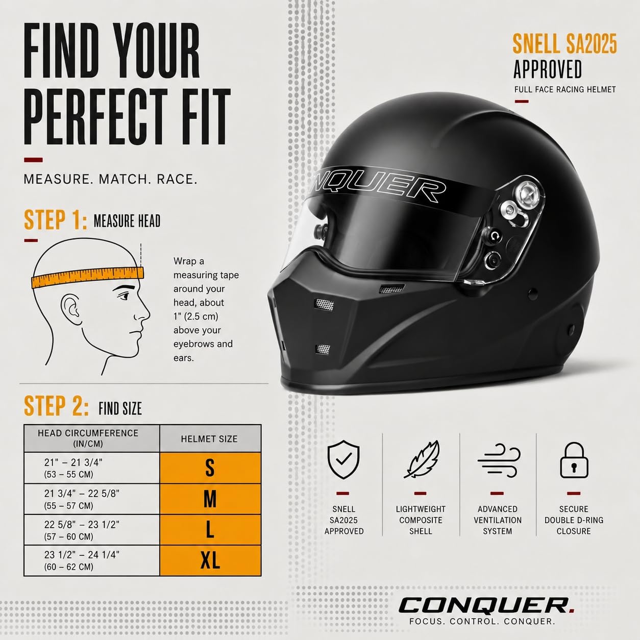 Conquer helmet fire‑retardant interior padding illustrating comfort and safety benefit