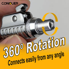 CONQUER detail of one-button release enabling quick, low-loss detachment