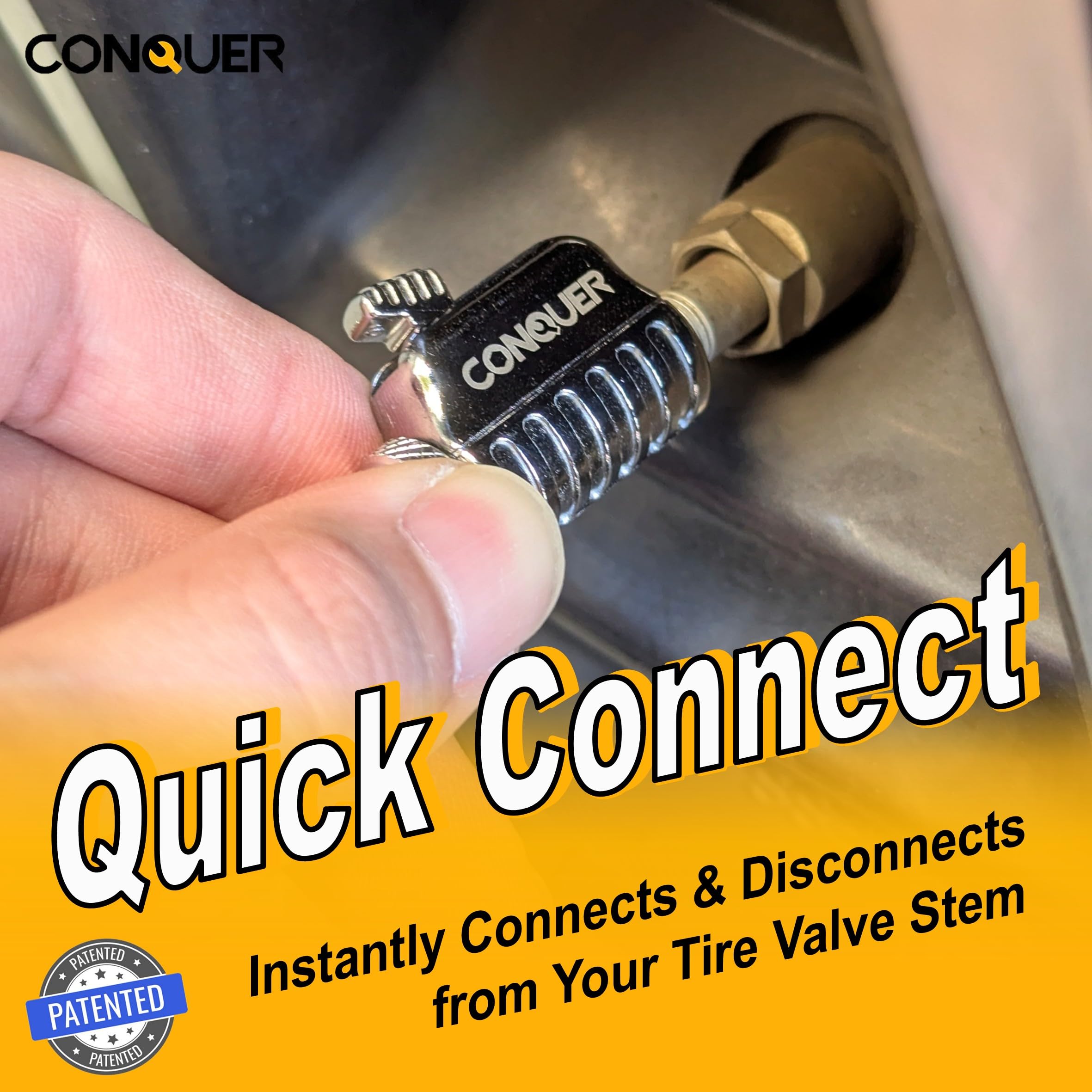CONQUER close-up of 360° swivel head offering kink-free hose movement