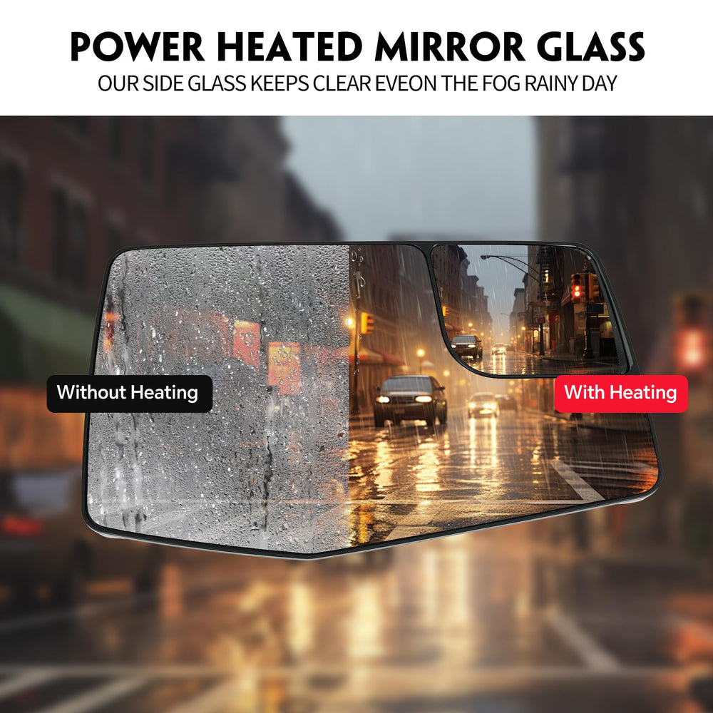 Convitex mirror heated element closeup demonstrating quick defrosting ability