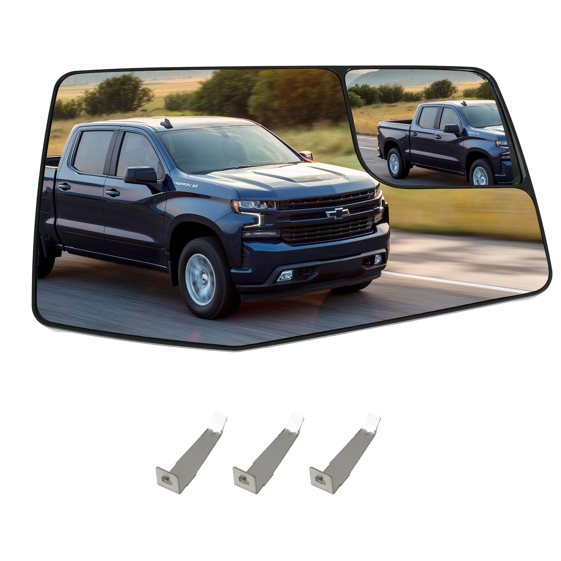 Convitex mirror angled to show reflection clarity and road visibility