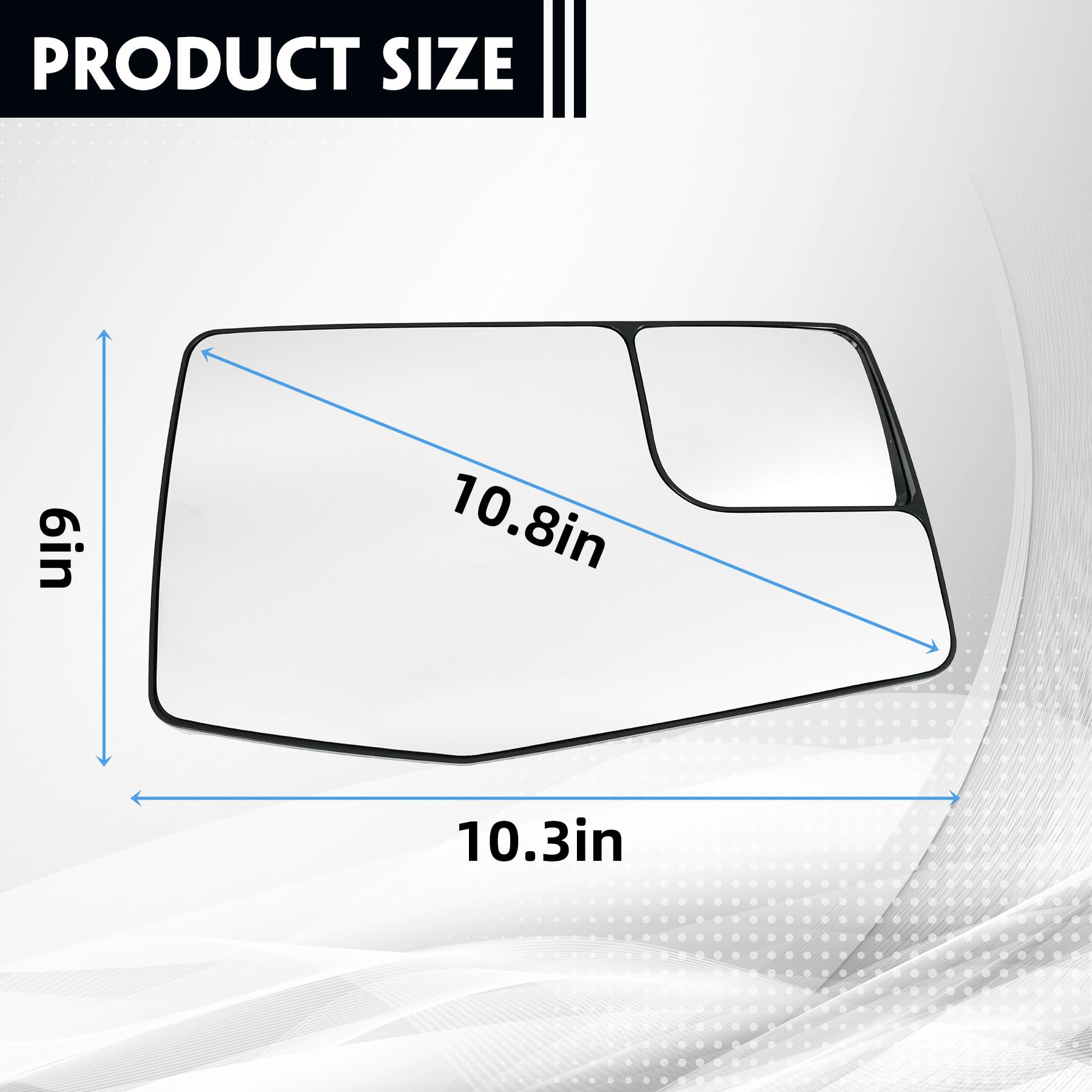Convitex mirror size and scale next to ruler for accurate measurements