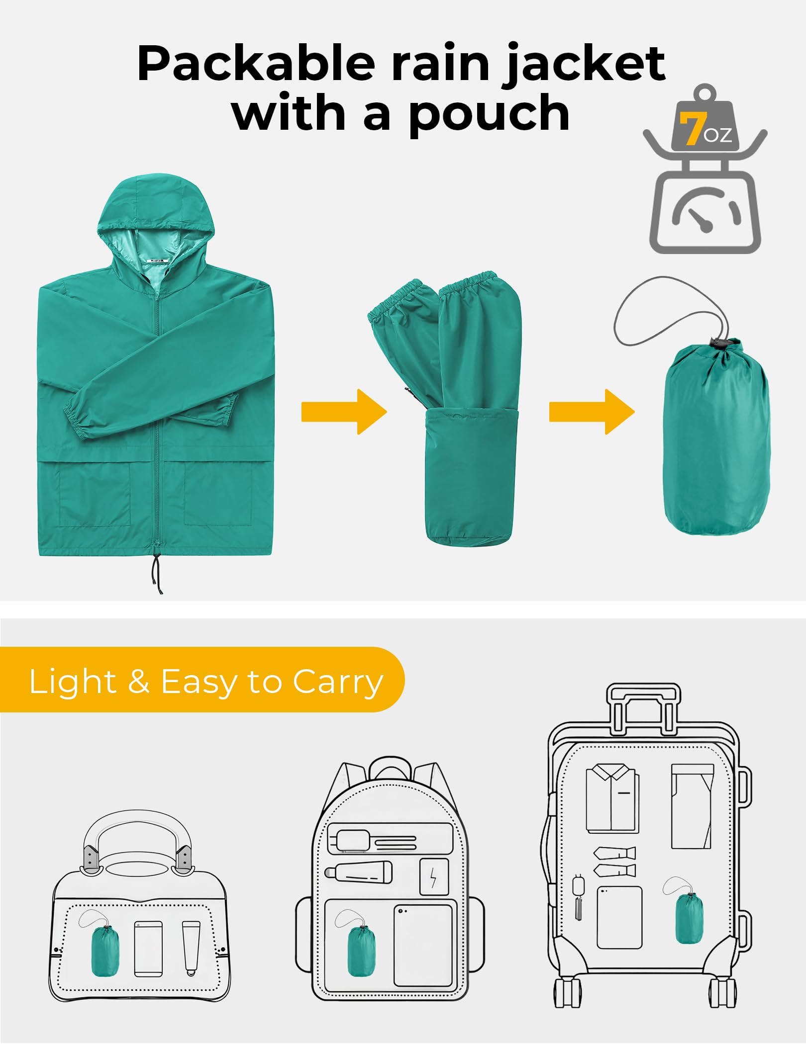 COOFANDY jacket packed in pouch for compact travel convenience