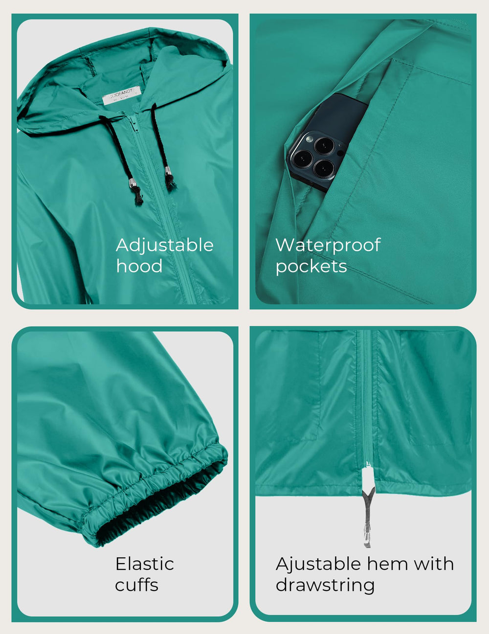 COOFANDY zipper and toggles highlighting secure closures and fit