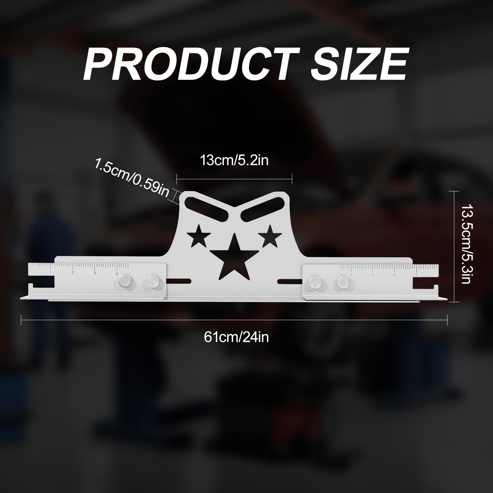 COOLWOLF alignment plates mounted on a car wheel demonstrating in-use toe measurement benefit