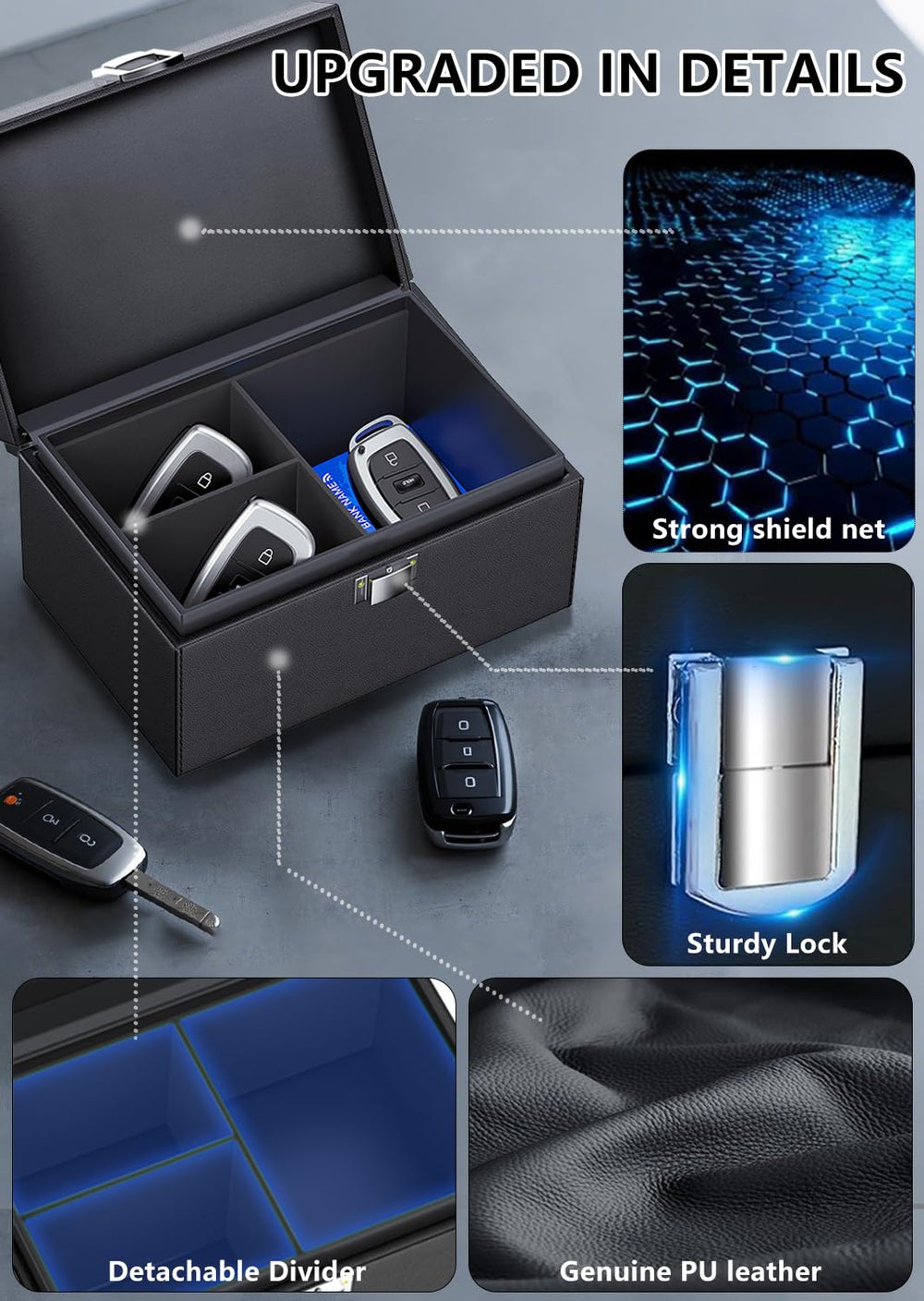 Coorattyes extra-large box holding phone and wallet for added convenience