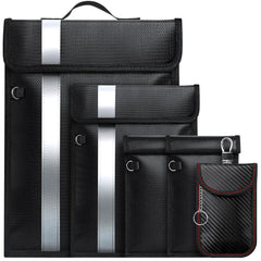 Coorattyes front view of five-pack showing sizes and handle, useful for organizing devices