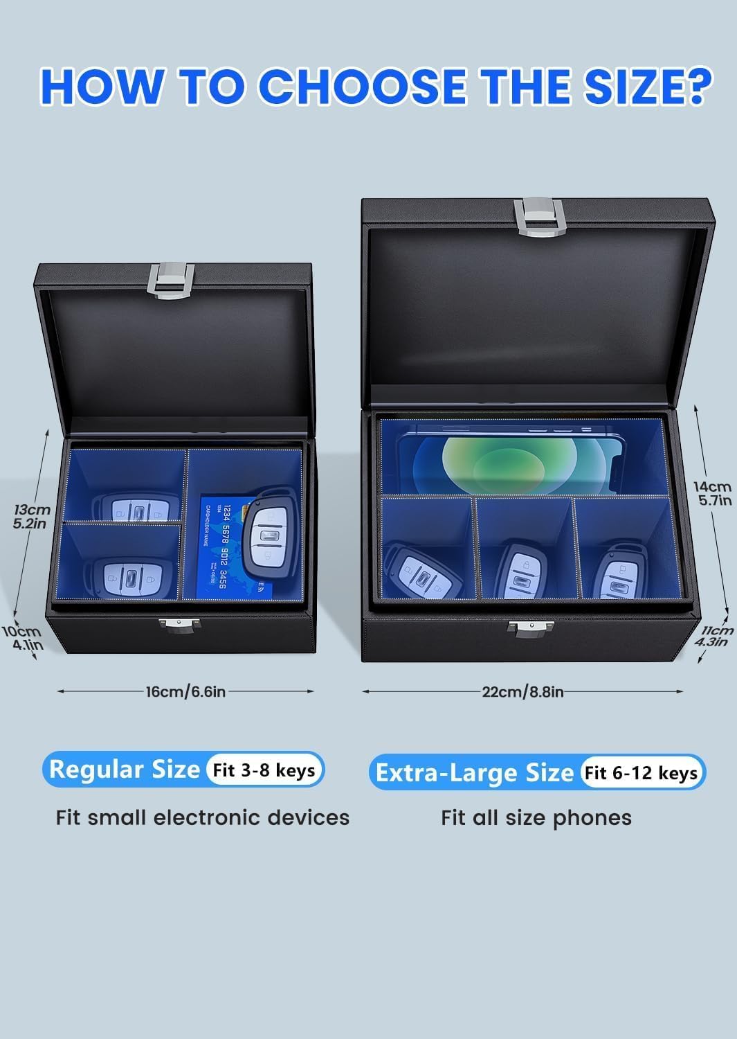 Coorattyes regular box storing several key fobs to prevent relay theft