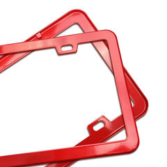 CoPvner red frame installed on rear plate demonstrating secure fit and visibility