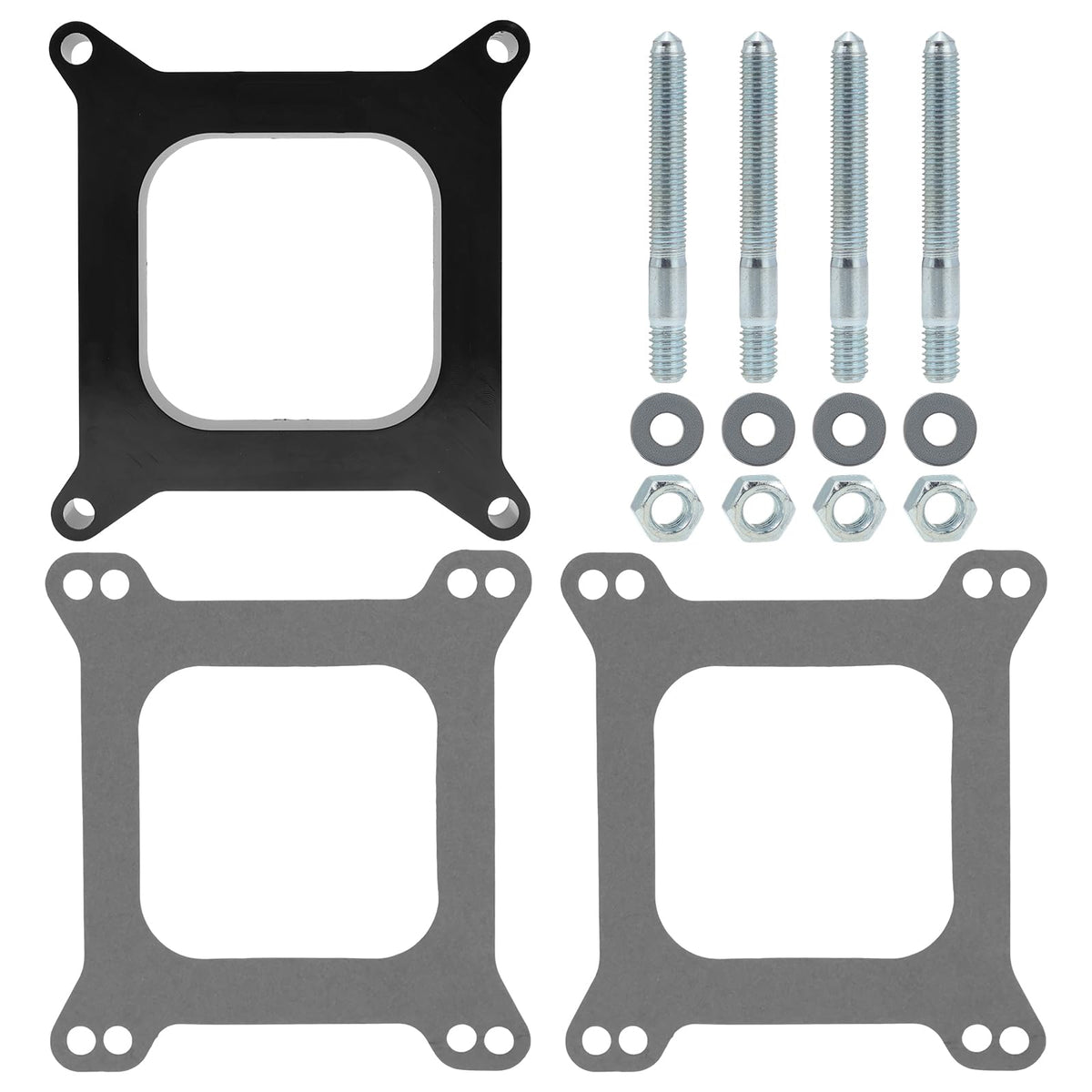 CoretorTex front view spacer showing square-bore flange and bolt pattern for accurate fit