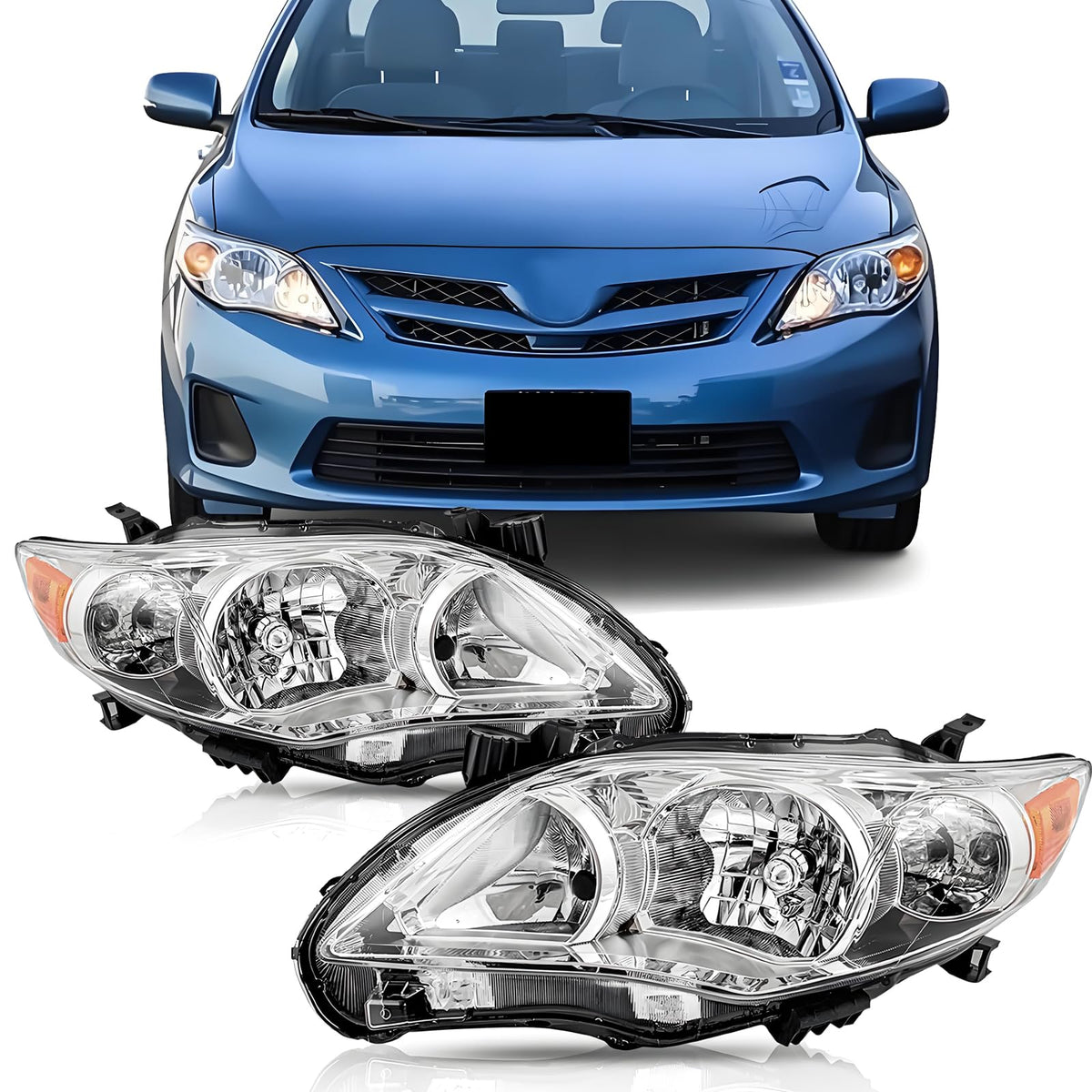 corkiauto front view of headlight assembly showing clean OEM fit and restored appearance