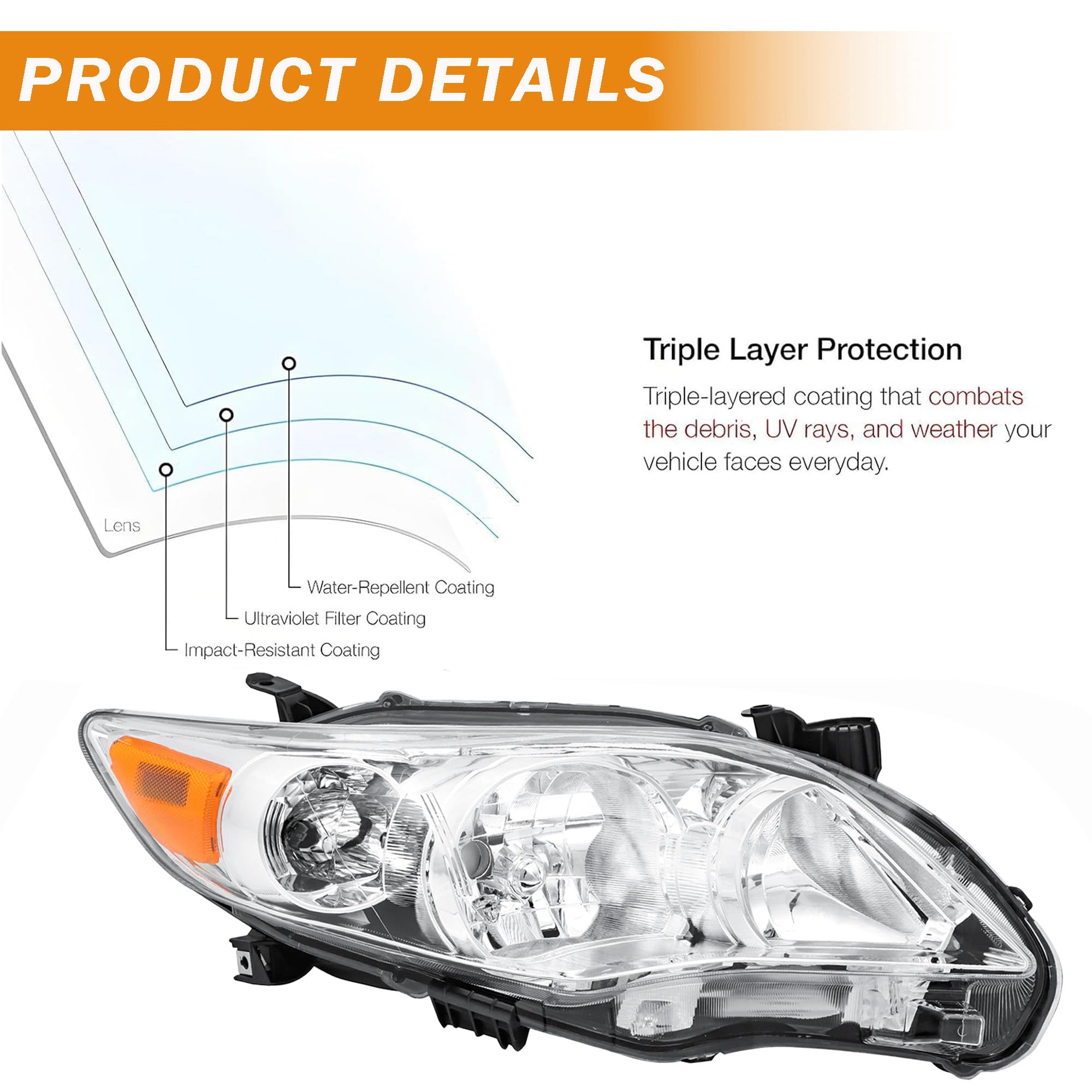 corkiauto headlight installed on 2012 Corolla demonstrating perfect fit and alignment