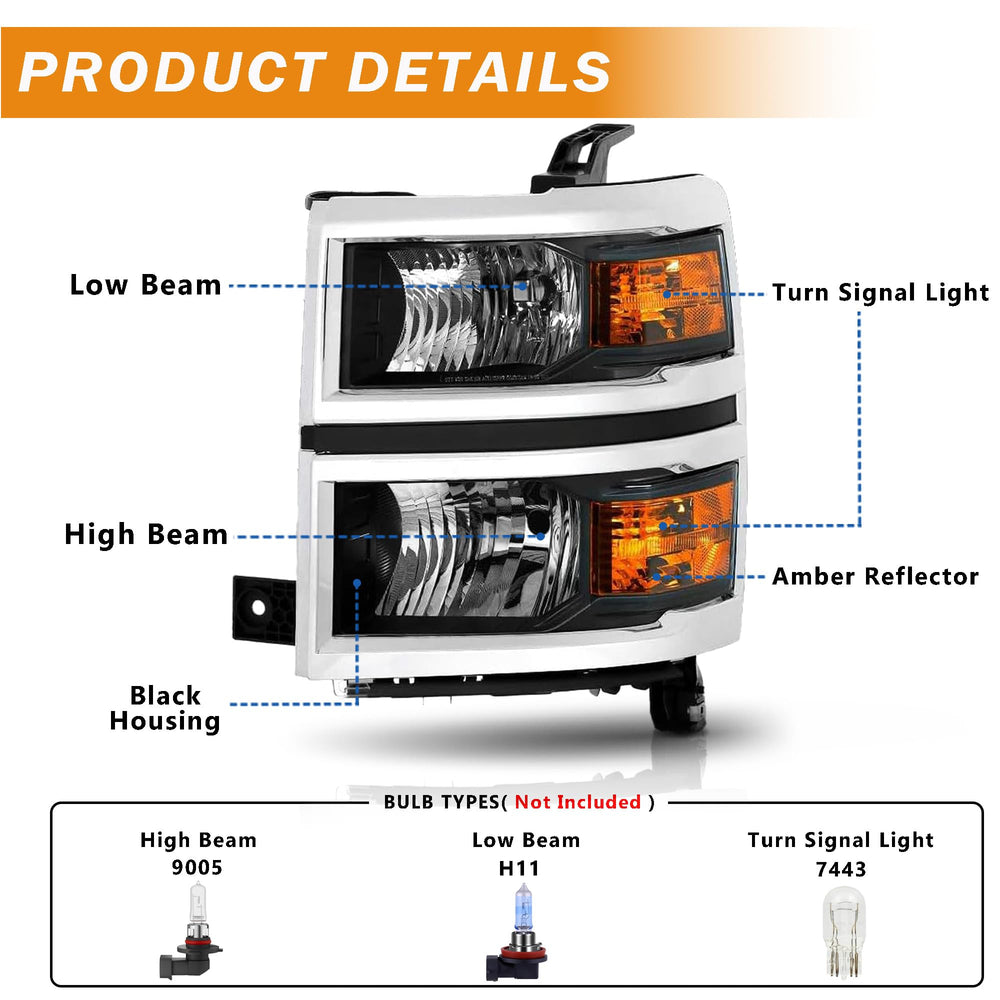 corkiauto headlights installed on Silverado front showing restored look and alignment