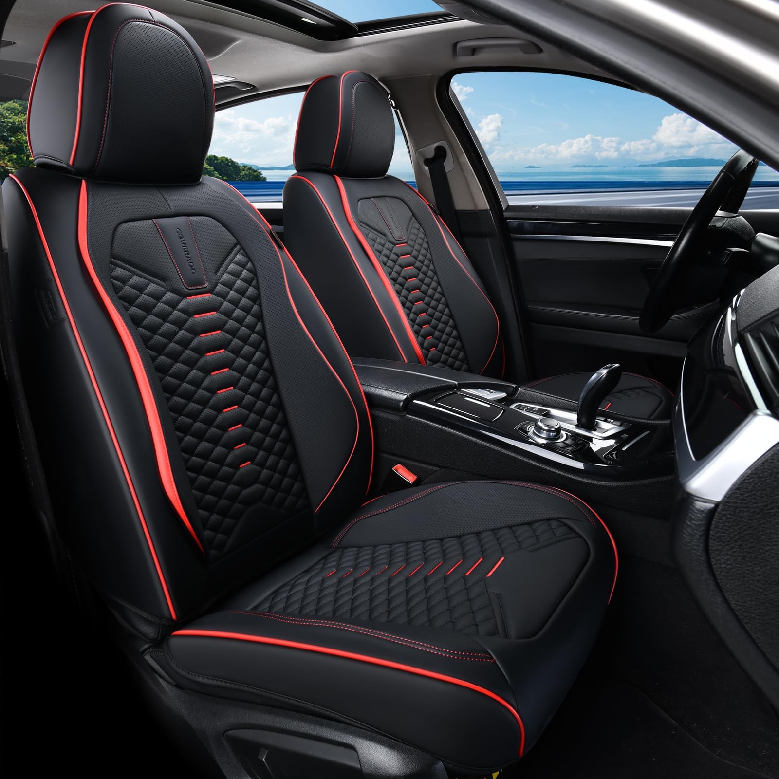 Coverado front seat full view showing water-resistant protection and refreshed interior