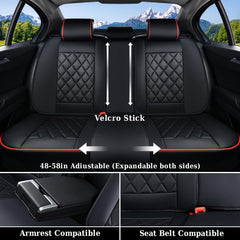 Coverado three-piece rear seat covers showing velcro attachment options