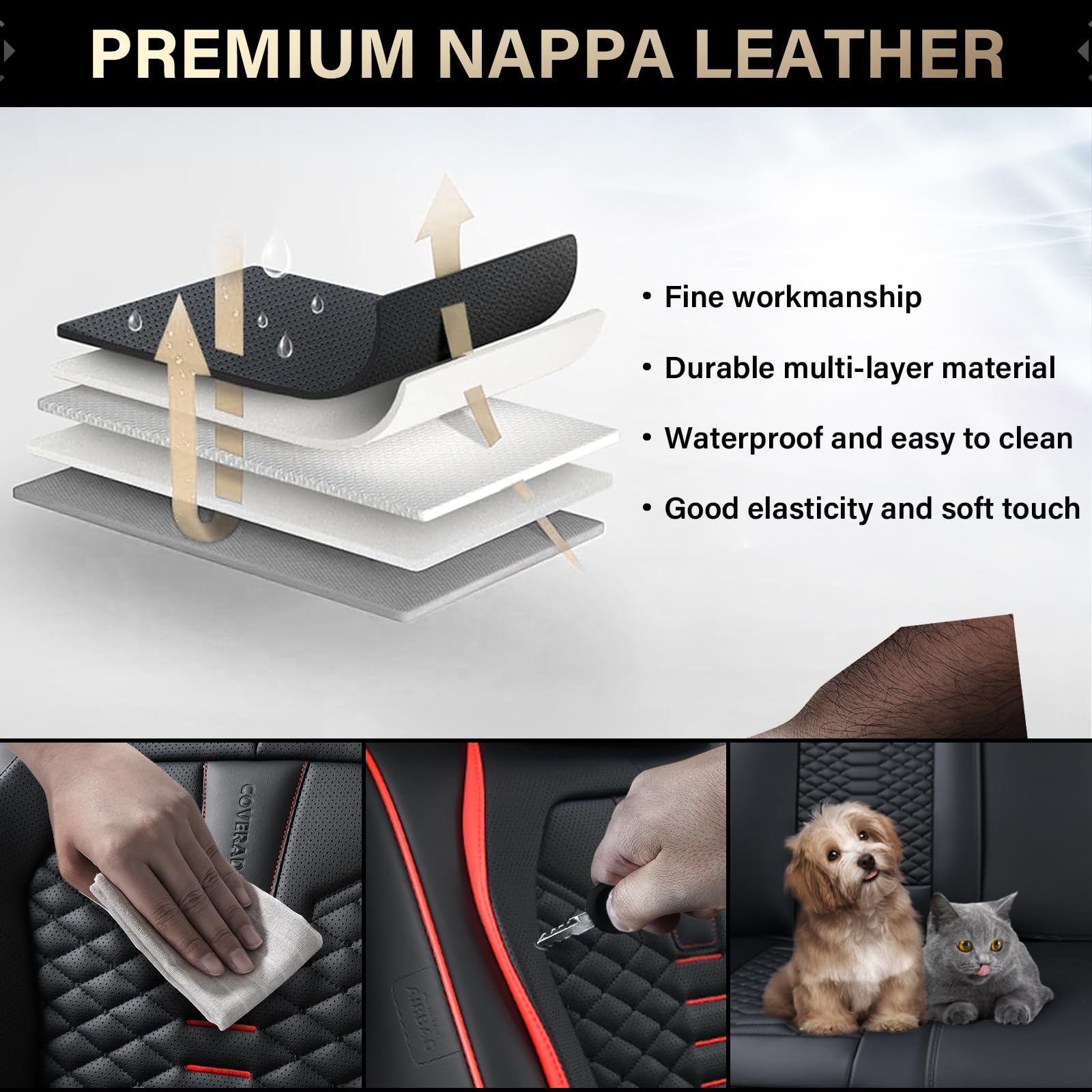 Coverado installed in a sedan demonstrating style and easy-to-clean surface