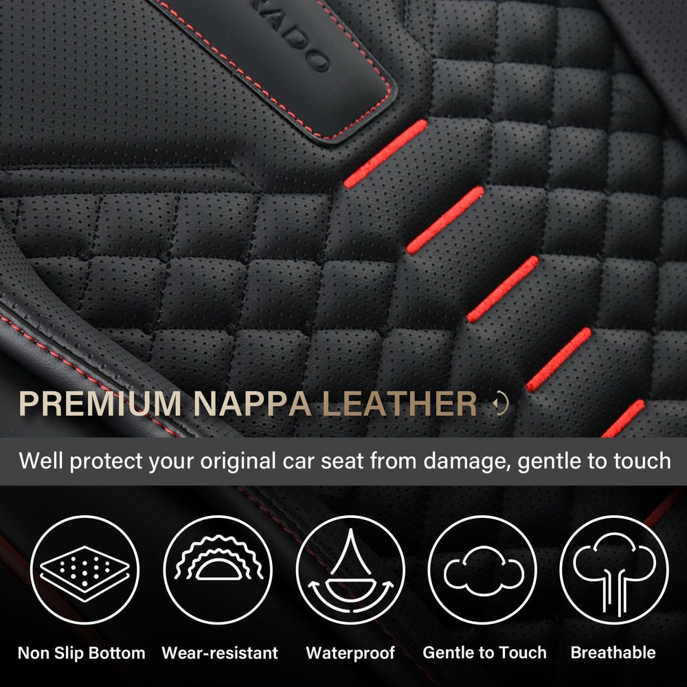 Coverado seat side cutout illustrating preserved airbag access and safety retention