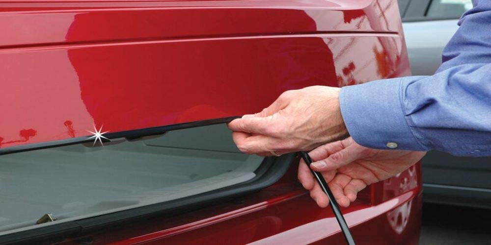 Cowles installed on car door edge reducing chips and paint damage
