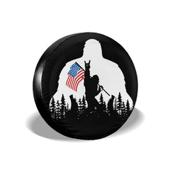cozipink Bigfoot American flag spare tire cover front view protects tire from weather