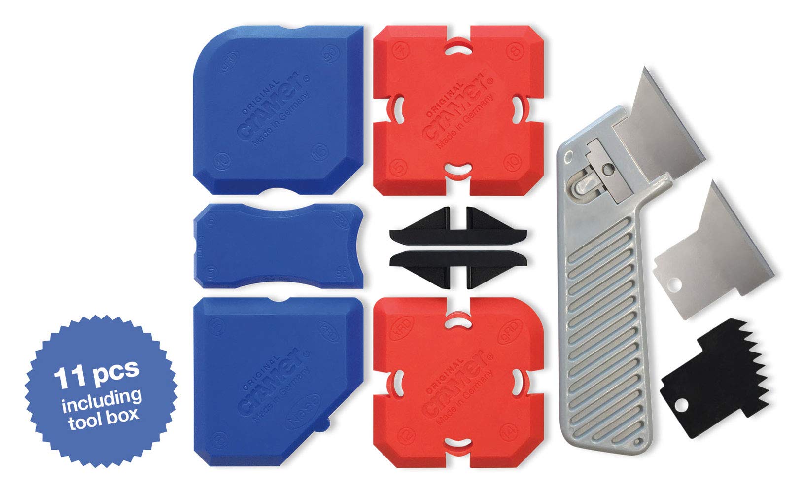 Cramer profile tools arranged to show 16 profile shapes for clean joints