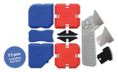 Cramer profile tools arranged to show 16 profile shapes for clean joints