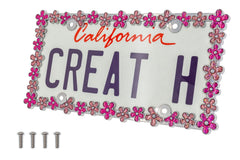 creathome front view chrome daisy frame showing full floral wreath and polished finish benefit: stylish curb appeal