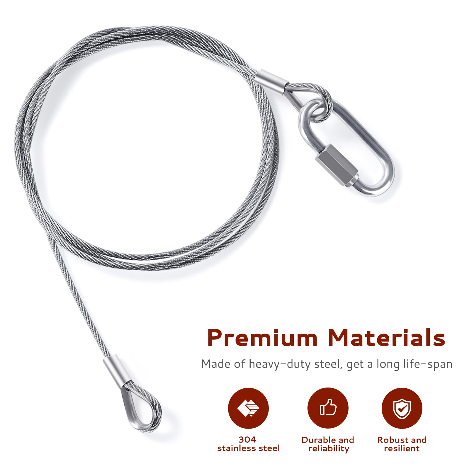 Creative.C close-up of 304 stainless cable showing corrosion resistance and durable strands