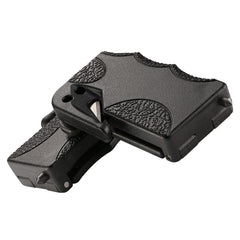 CRKT blade detail focused on cutter edge for reliable seatbelt slicing