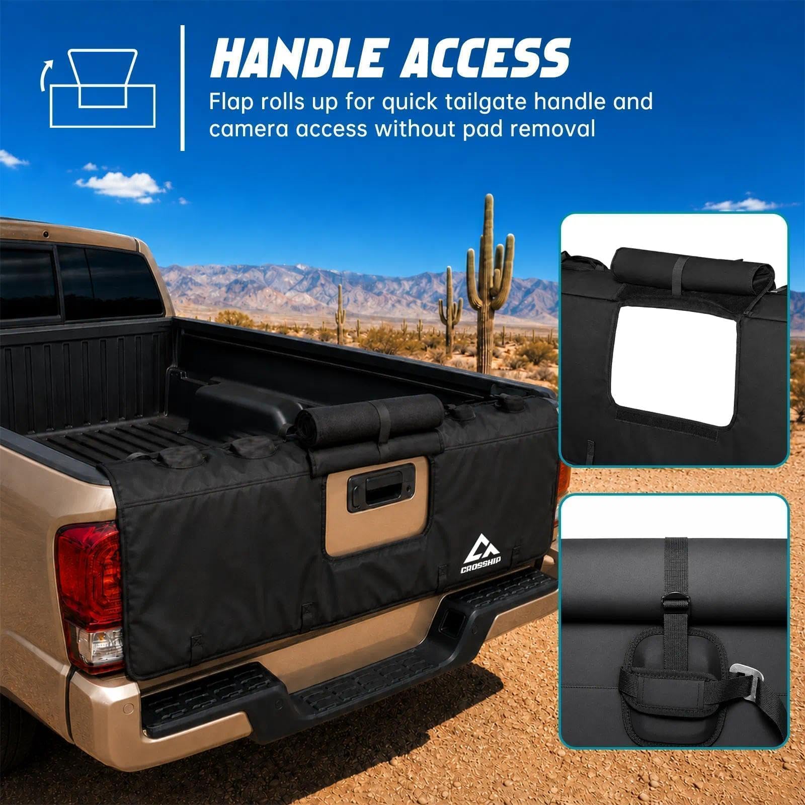 CROSSHIP pad installed on pickup with bikes secured illustrating travel readiness