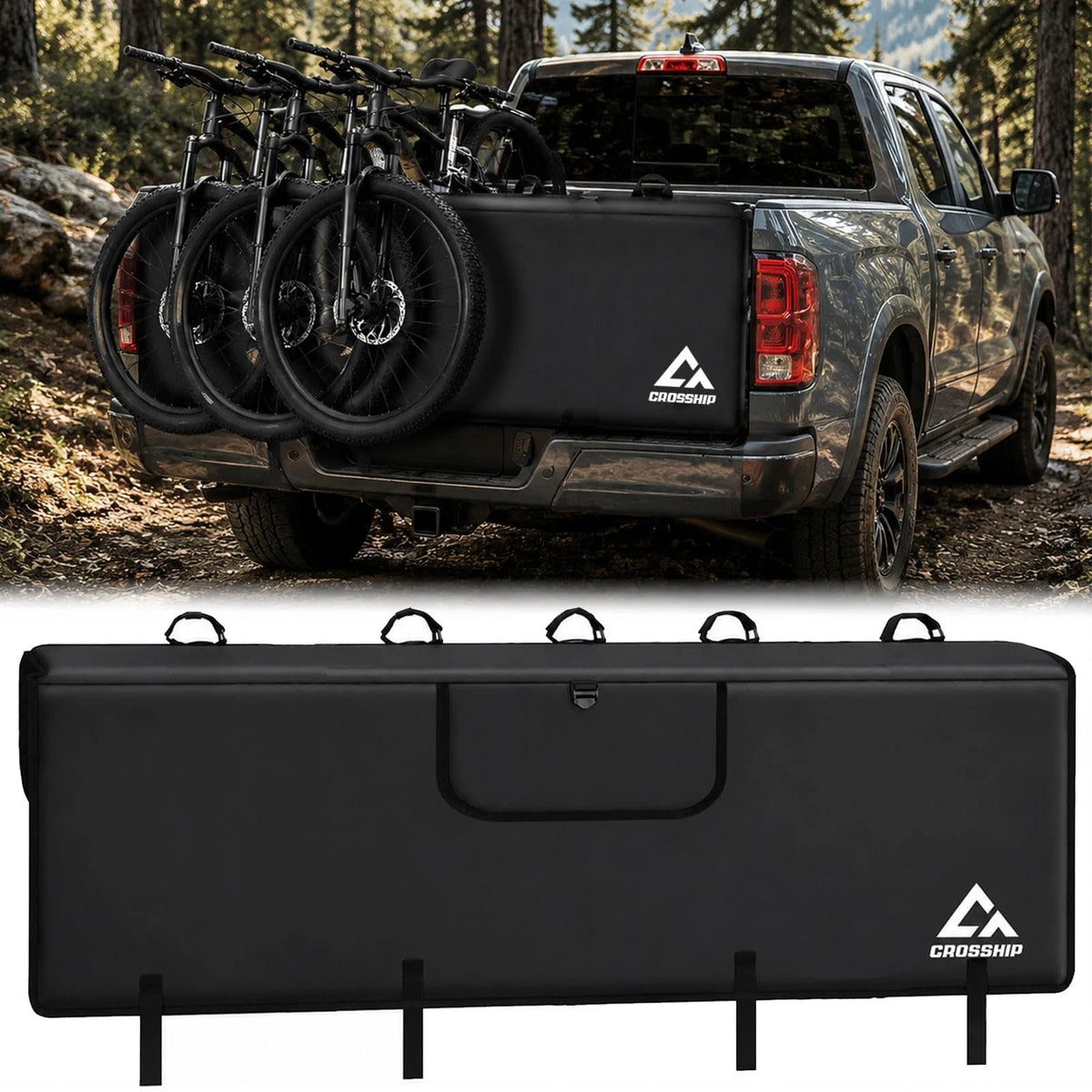CROSSHIP front view of tailgate pad showing full coverage and truck protection