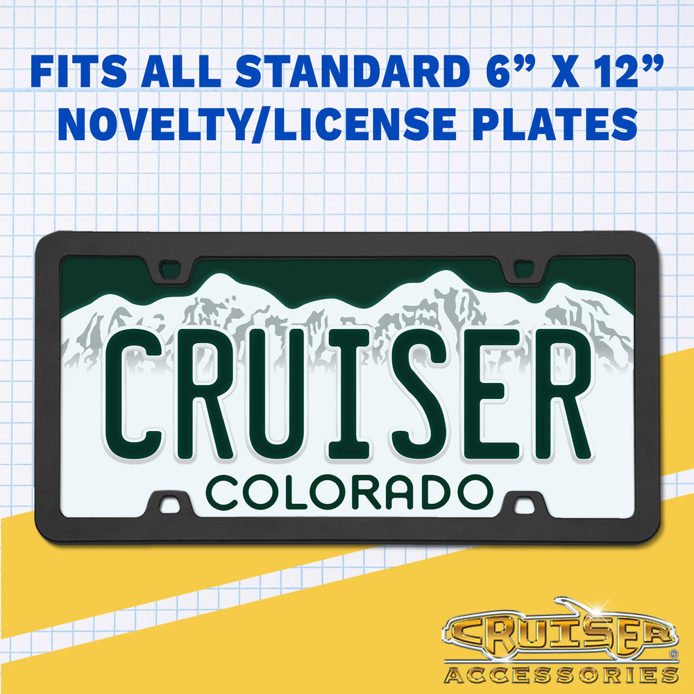 Cruiser Accessories scale photo beside ruler showing 6x12 plate compatibility
