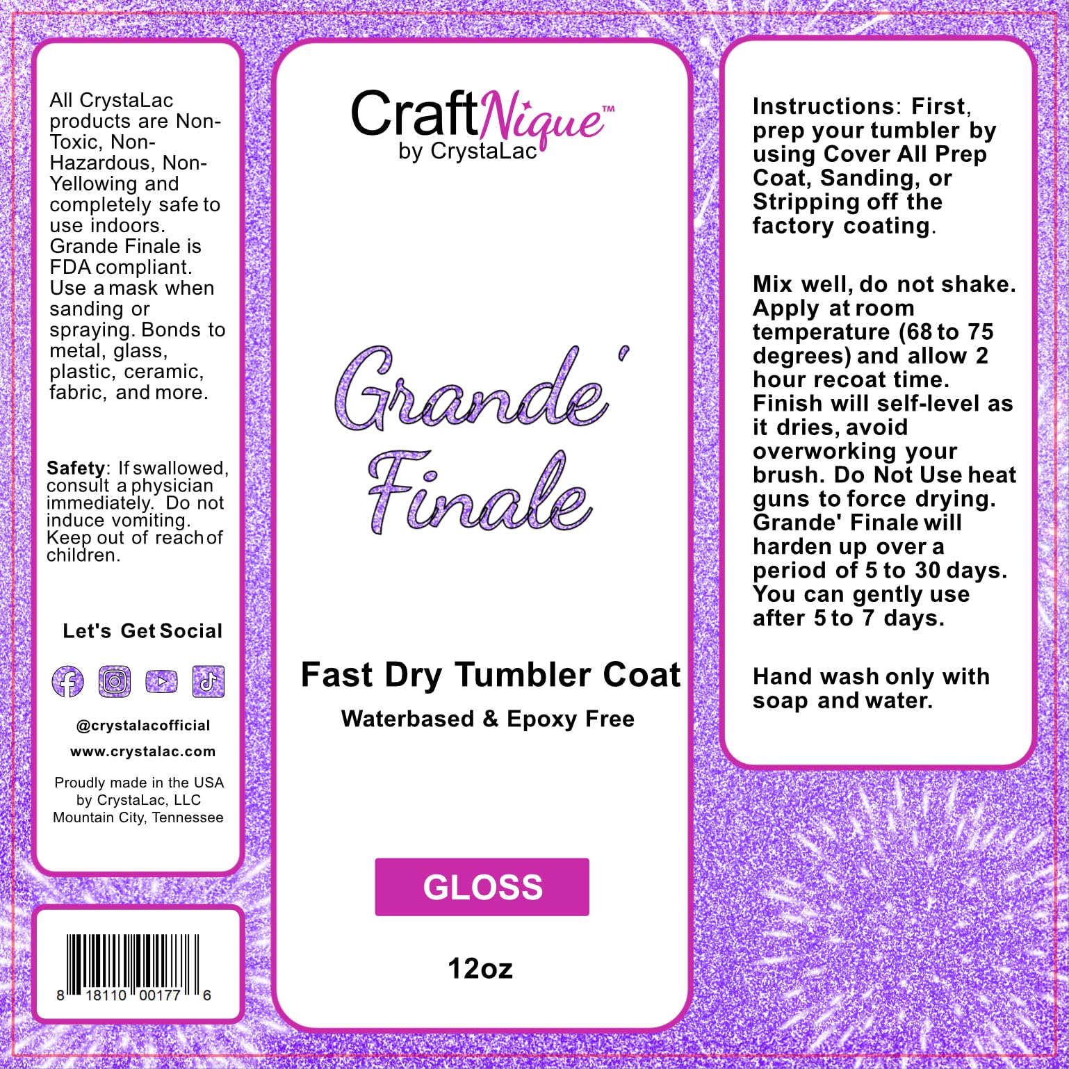 CrystaLac brush stroke close-up demonstrating smooth self-leveling finish