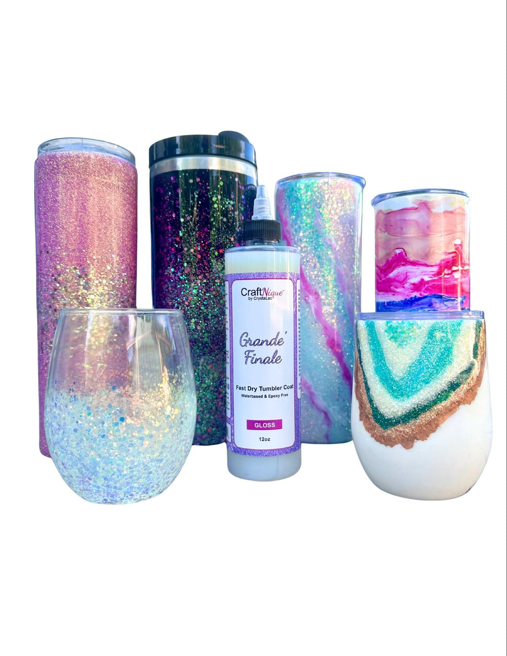 CrystaLac 12oz bottle beside measuring tools showing bottle scale