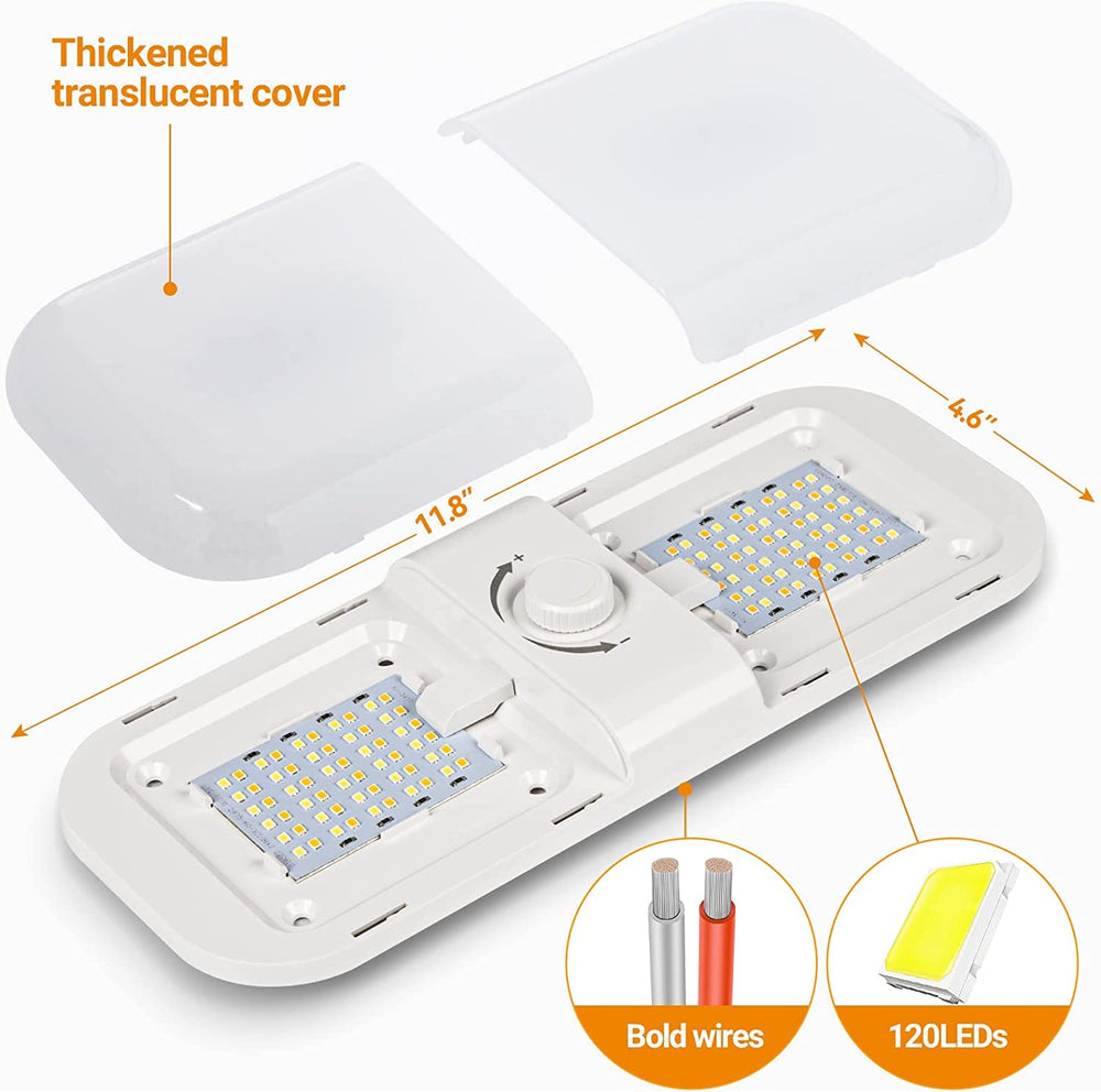 CT CAPETRONIX installed in an RV ceiling providing wide soft interior illumination