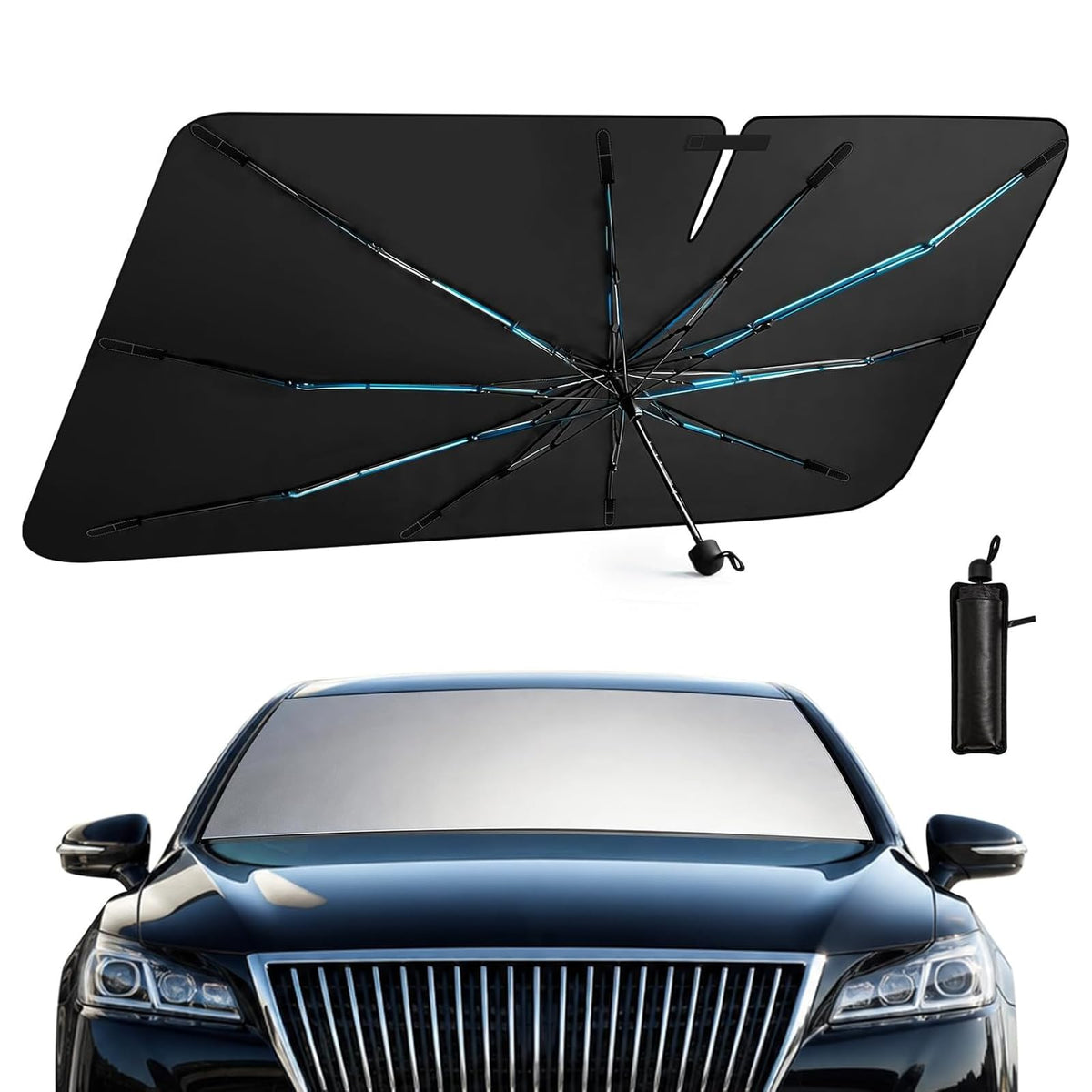 Ctinlov front packaging showing windshield sunshade protecting interior