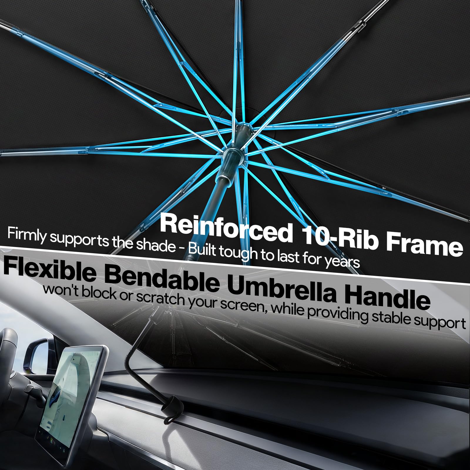 Ctinlov sunshade installed in car windshield lowering cabin temperature