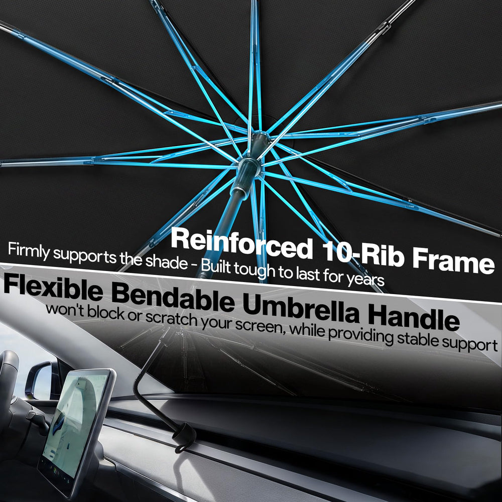 Ctinlov sunshade installed in car windshield lowering cabin temperature
