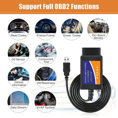 CTobd Elm327 USB connected to laptop with Forscan onscreen for module access