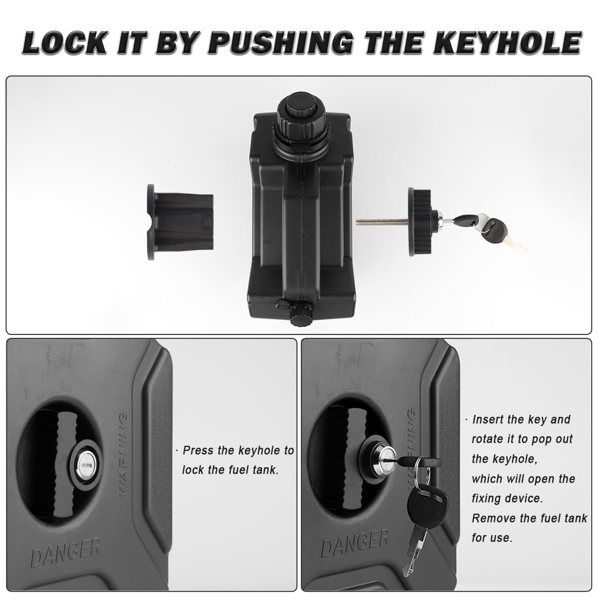 CUCNEXT close-up of keyed lock and wide cap for spill-proof locking and easy filling