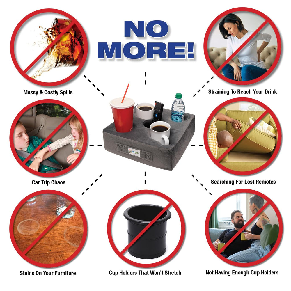 Cup Cozy Pillow lifestyle movie night setup holding snacks drinks and remote comfortably