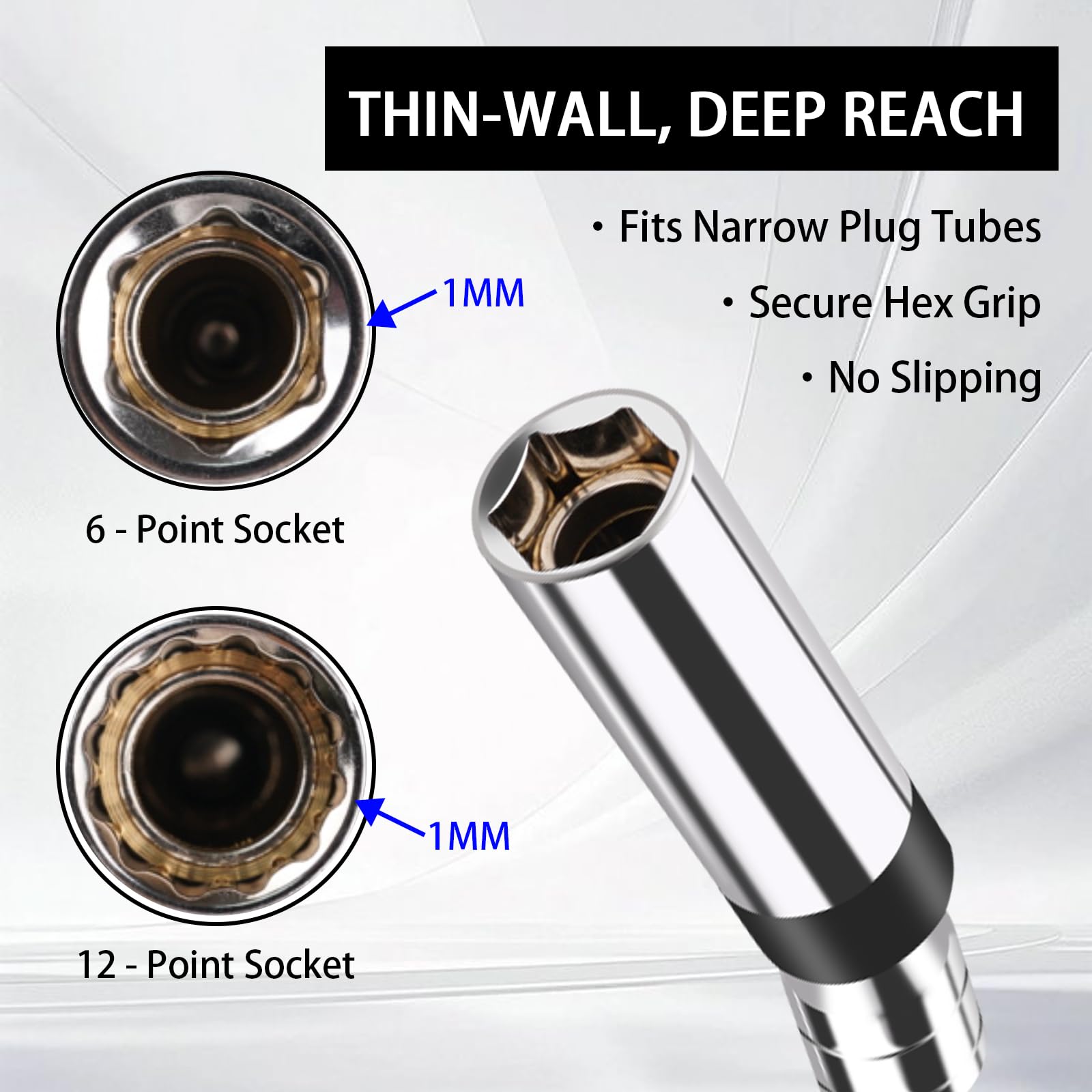 Cupbunny sockets beside ruler showing size and deep-reach advantage