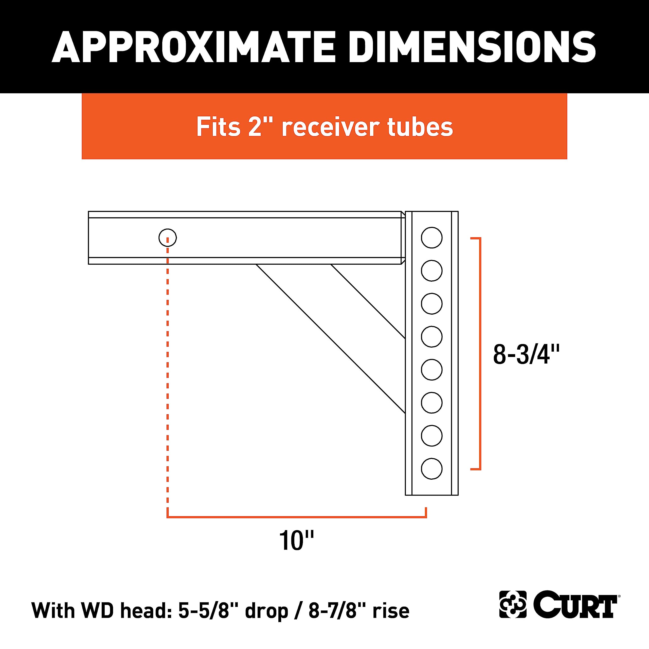 CURT 17120 close-up of vertical 3/4" holes illustrating adjustable head positions