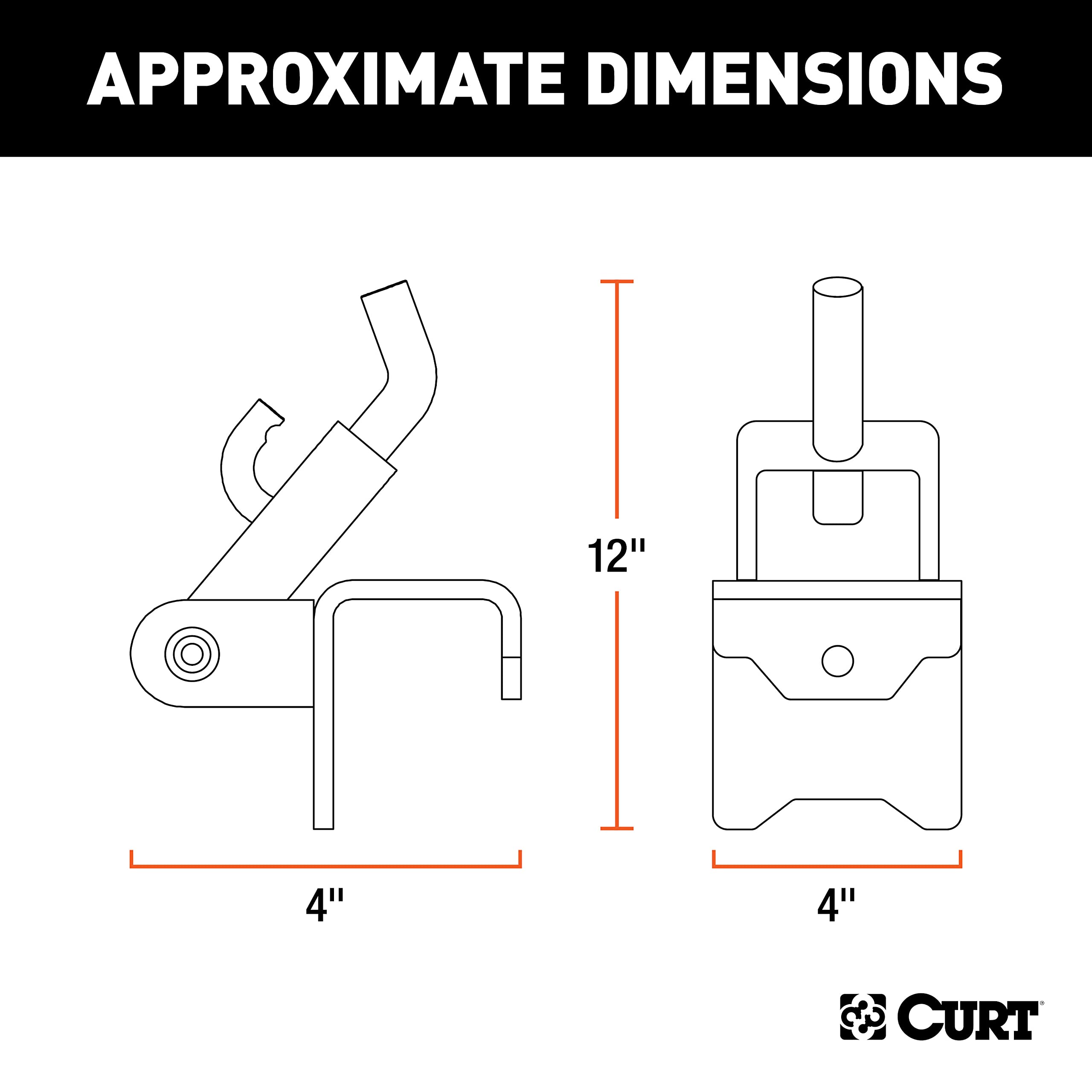 CURT 17208 bolt-on mount detail highlighting fastener points for stability