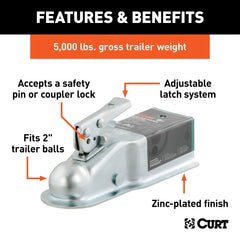CURT zinc finish detail resisting corrosion for longer service life
